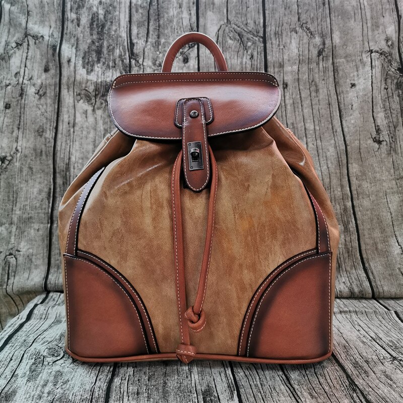 Vintage Lederen Vrouwen Rugzak Luxe Dames Schoudertassen Zachte Lederen Rugzak Vrouwelijke Reizen Rugzak Mochila: Bruin