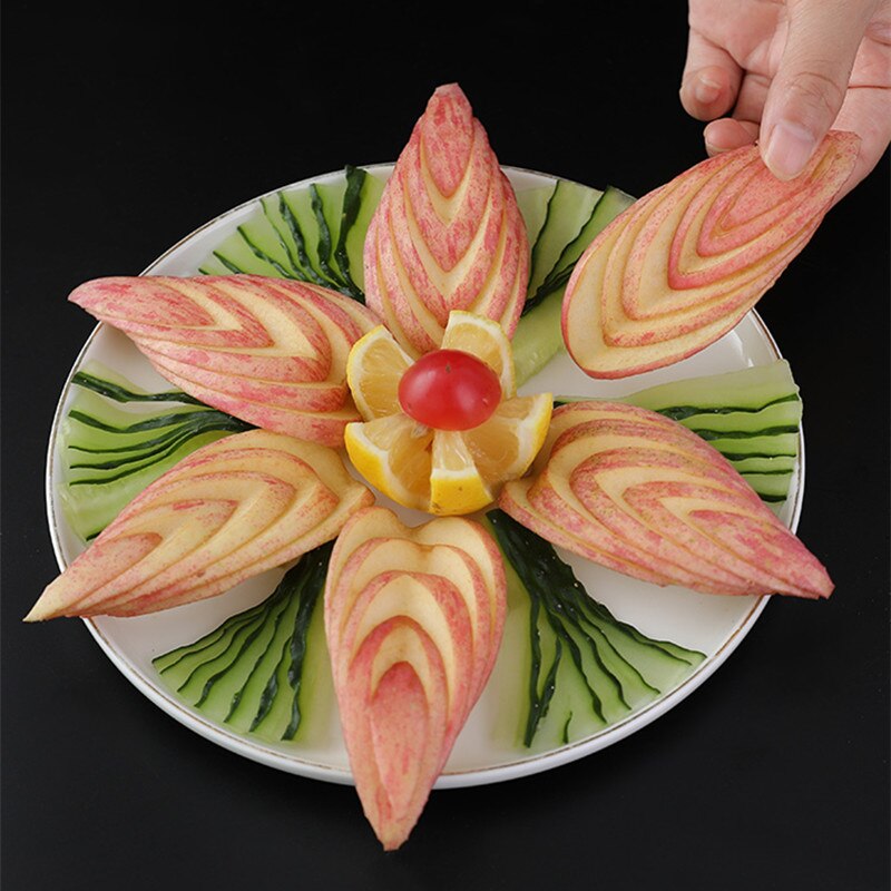 Cuchillo triangular de acero inoxidable para tallar frutas, frutas y verduras para tallar utensilio, herramienta de cocina antideslizante