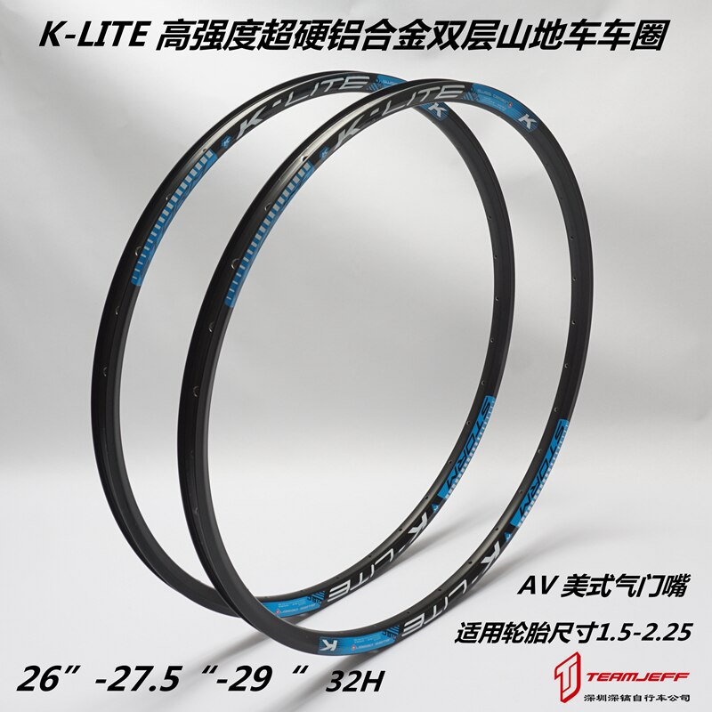 K-LITE 26 "27,5" MTB Mountainbike Felge Legierung Doppel Zauberstab Felgen 32H mit Edelstahl Eyelects