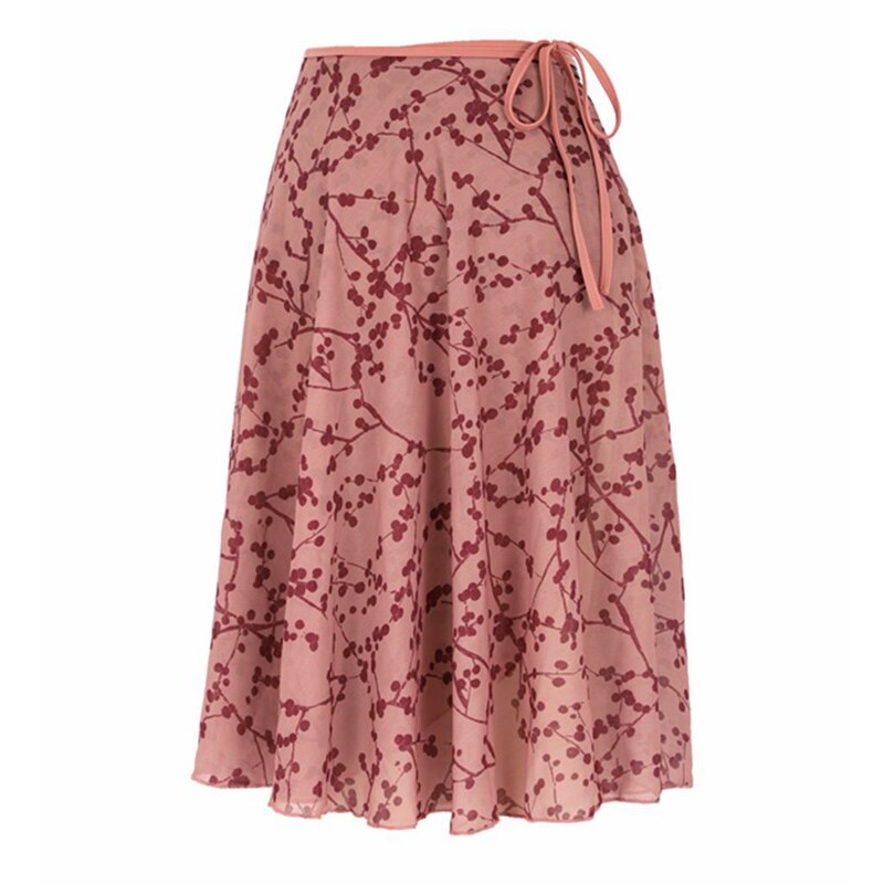 Middle Long Chiffon Watercolor Printed Ballet Skirt Dress Adult Women Lyrical Soft Lace Up Dance Practice Skirts