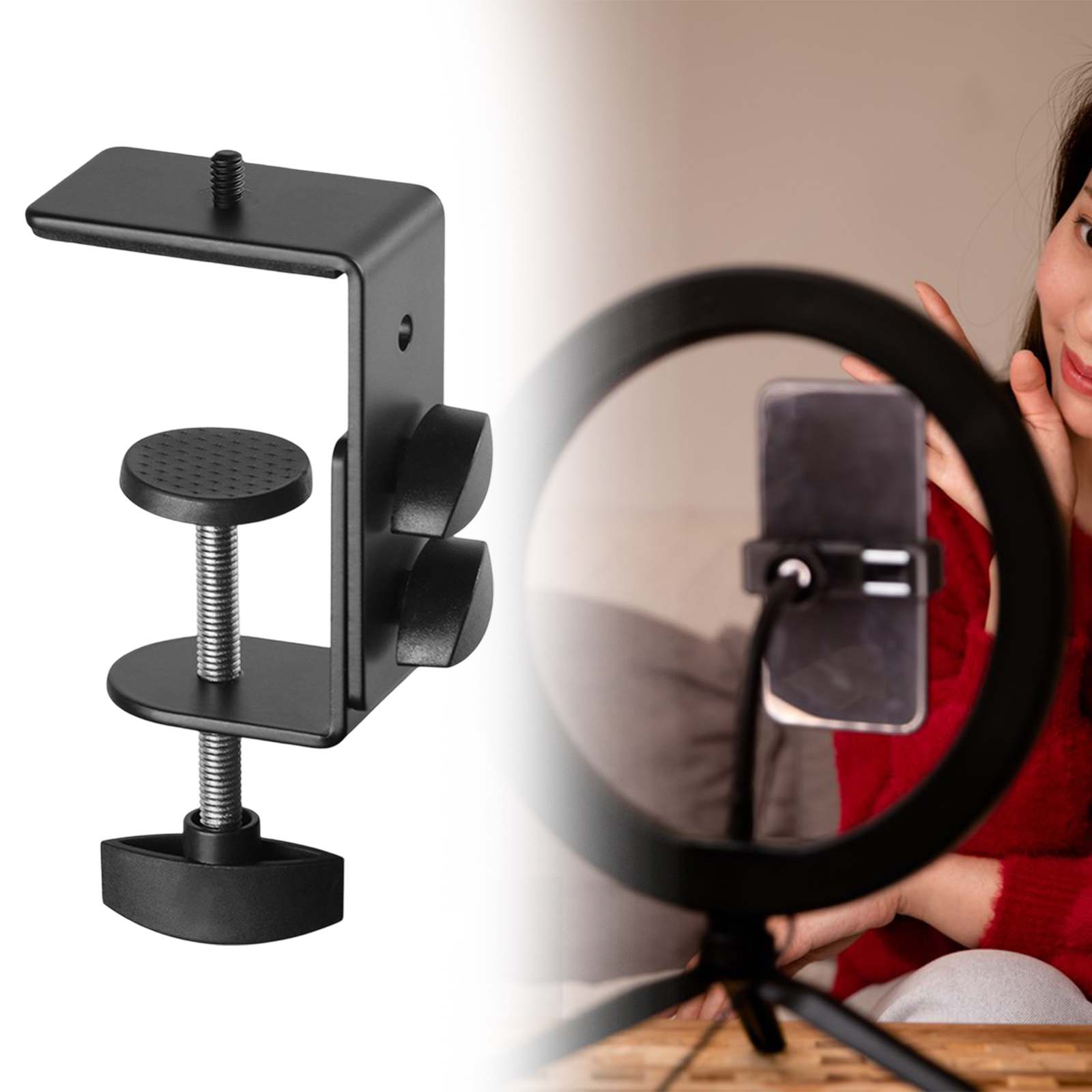 C Klem Basis Stand Montage Accessoire Zwart Desktop Mount Houder Verstelbare Hoek te installeren voor camera's Fotostudio Planken