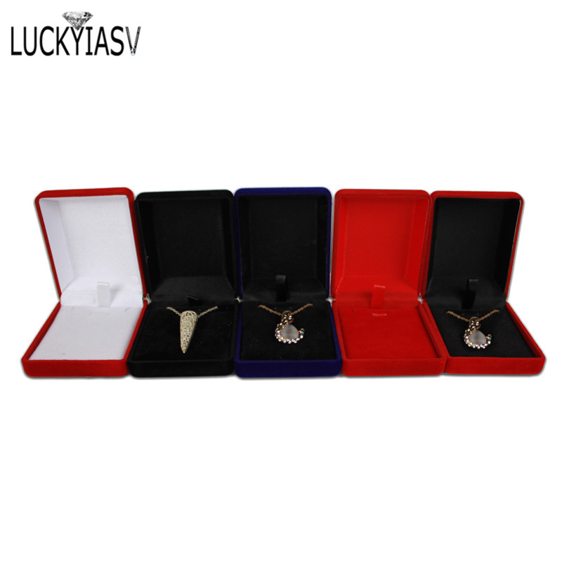 Gros noir velours mariage mariée bijoux collier pendentif boîte Colar boucles d'oreilles bibelot présentoir support organisateur