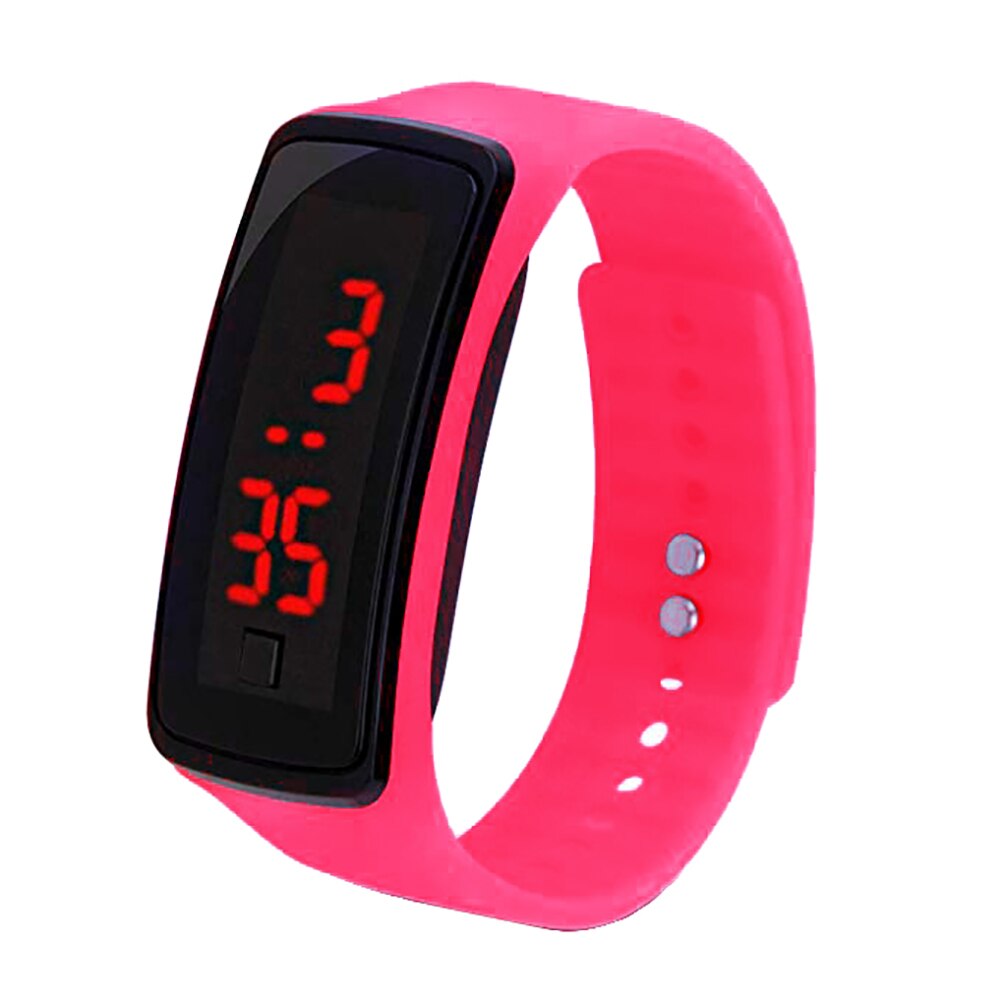 Kinderen student elektronische led sport siliconen horlogeband polshorloge mannen en vrouwen mannelijke en vrouwelijke studenten siliconen horloges: Rozenrood