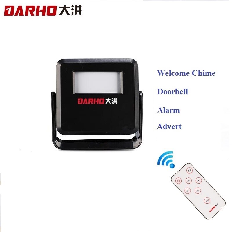 Darho Hello Welcome DingDong Wireless Music Switch PIR Motion Sensor Shop Store Entry Welcome Chime Remote Control Door Bell
