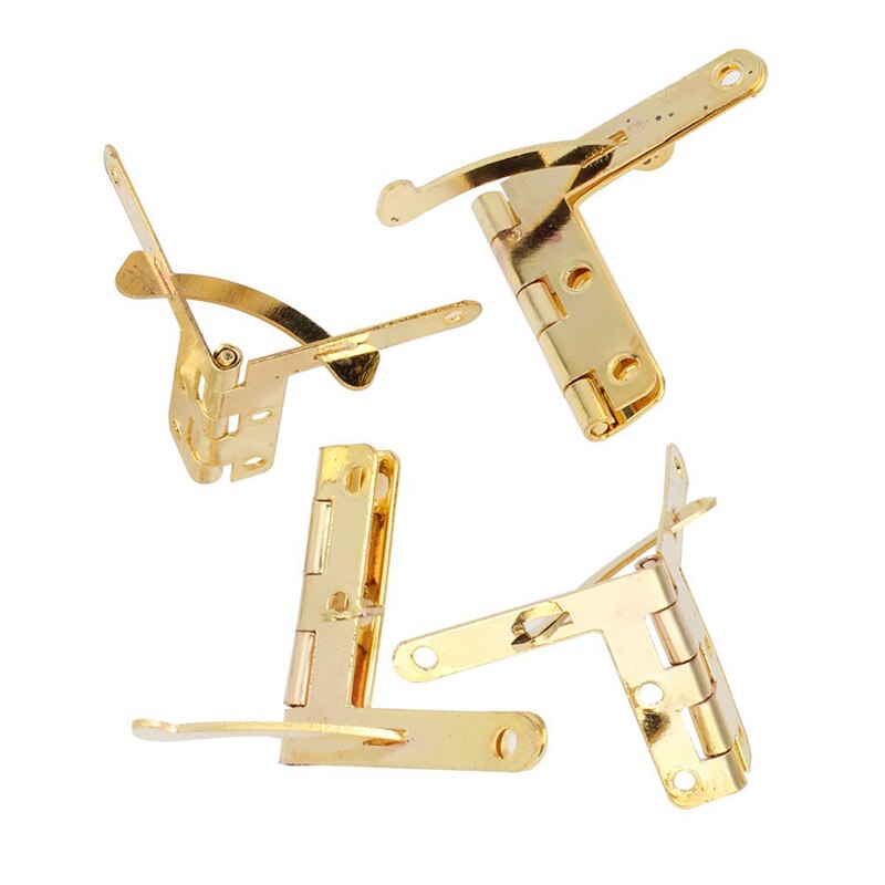 50 pièces 90 ° Angle Support petite boîte charnières charnière pour bijoux valise à vin montre couvercle en bois caoutchouc cale bouchon de porte (or)