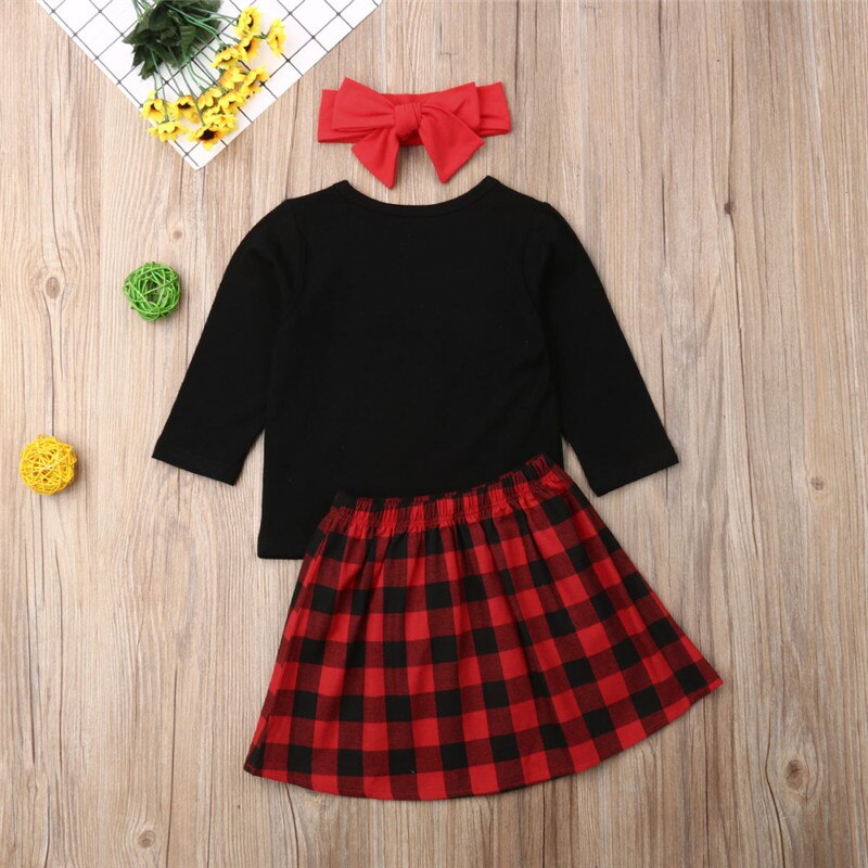 Family Matching Clothes Big Sister T-shirt Little Sister Romper+Plaid Dress Outfits