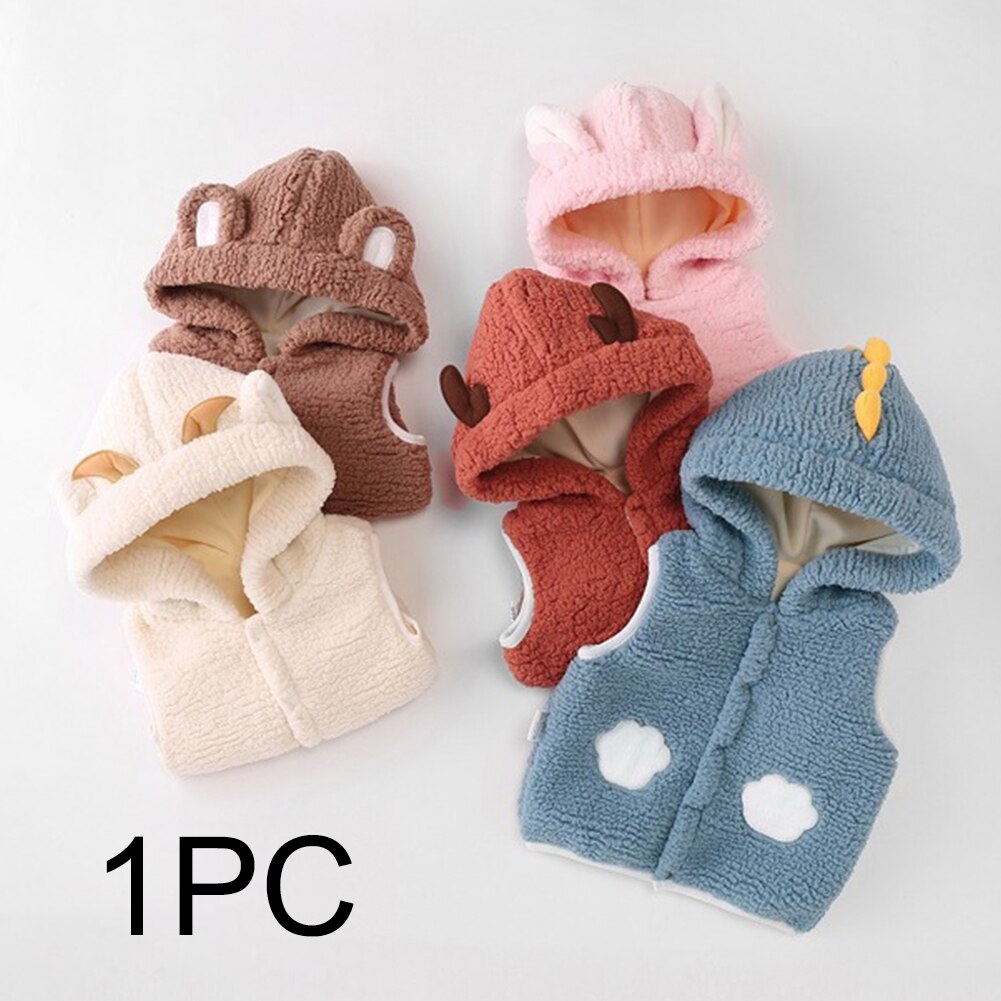 Herfst Winter Hooded Baby Vest Warme Zachte Uitloper Baby Peuter Comfortabele Knop Meisjes Jongens Leuke Mouwloze