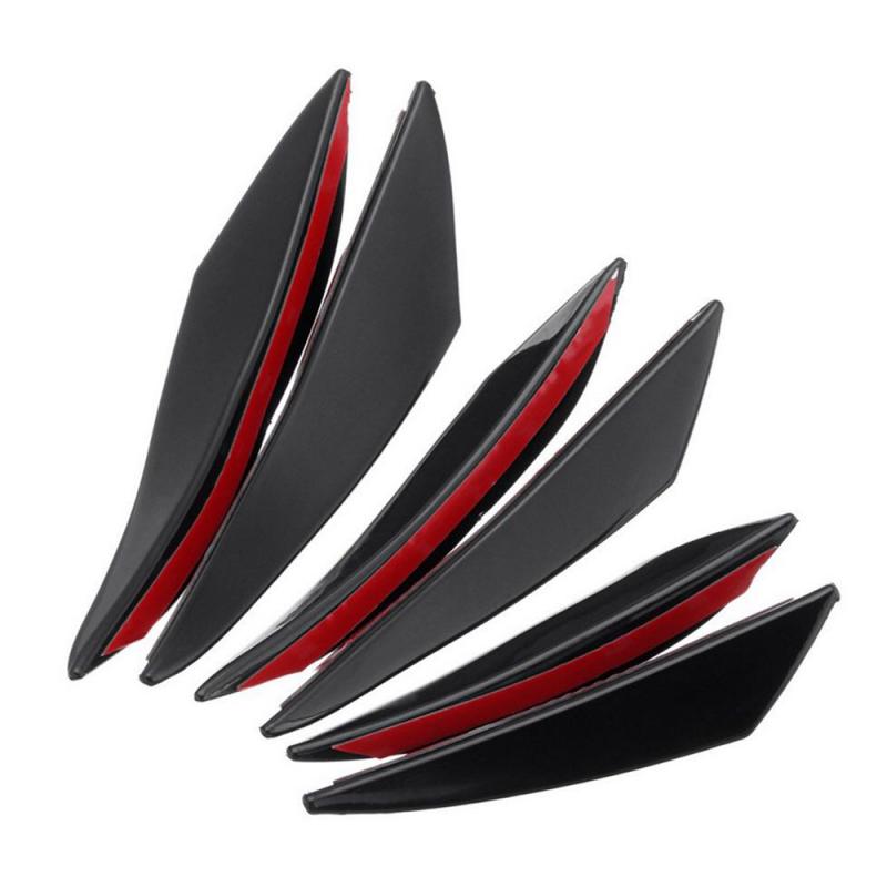 6Pcs Universal Fit Front Bumper Lip Diffuser Splitter Fins Body Spoiler Canards Valence Chin Car Tuning Canard: Default Title
