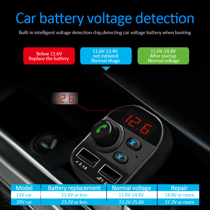 Auto Car Cigarette Lighter Car Handsfree Wireless Bluetooth 5.1 Kit FM Transmitter MP3 Player USB Charger Adapter