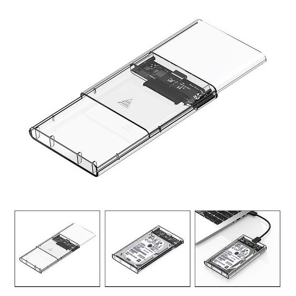Boîtier de disque dur USB3.0 2.5 pouces Port série SATA SSD boîtier de disque dur Support 6 to boîtier de disque dur externe Mobile transparent