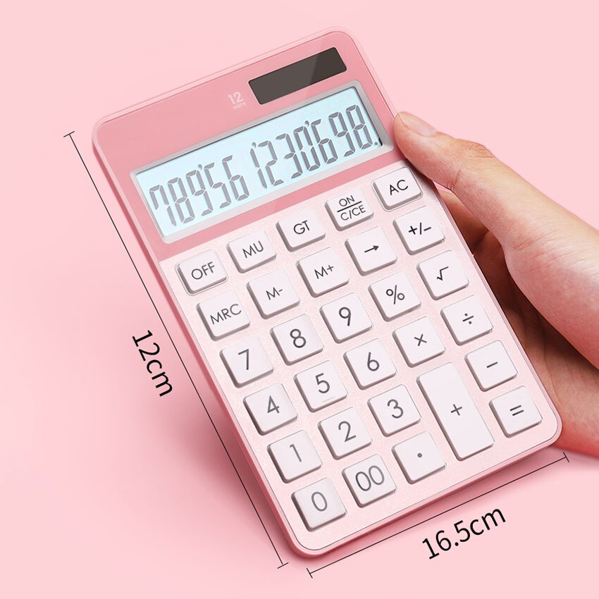 12 Cijfers Knop Batterij/Solarcalculator Handheld Elektronische Rekenmachines Multipurpose 25Mm Grote Display Financiën Rekenmachine