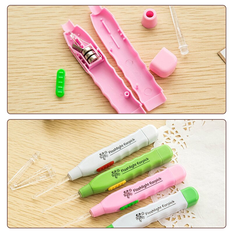 2Pcs/Set LED Lighted Ear Cleaner Ear Wax Removal Tool WITH 6 Stickers Ear Care Clean Ear-pick Cleaner Safe Pain-free Tools D3191