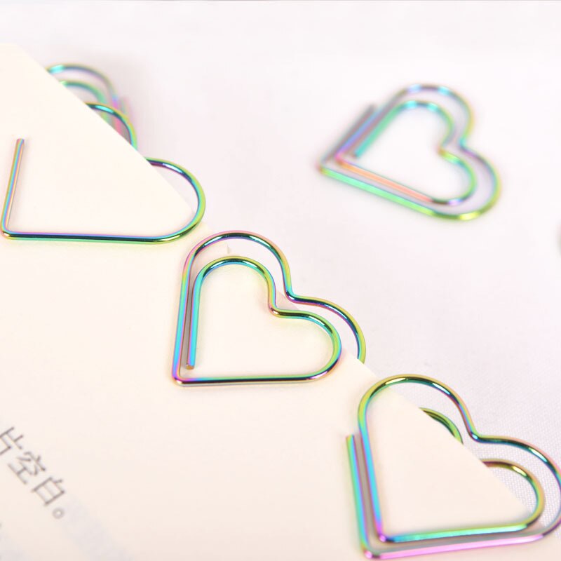 12pcs/set Colorful Office Paper Clips "Love" Paperclip Bookmarks Paper Clips Paper Clips Stationery Memo 25mm