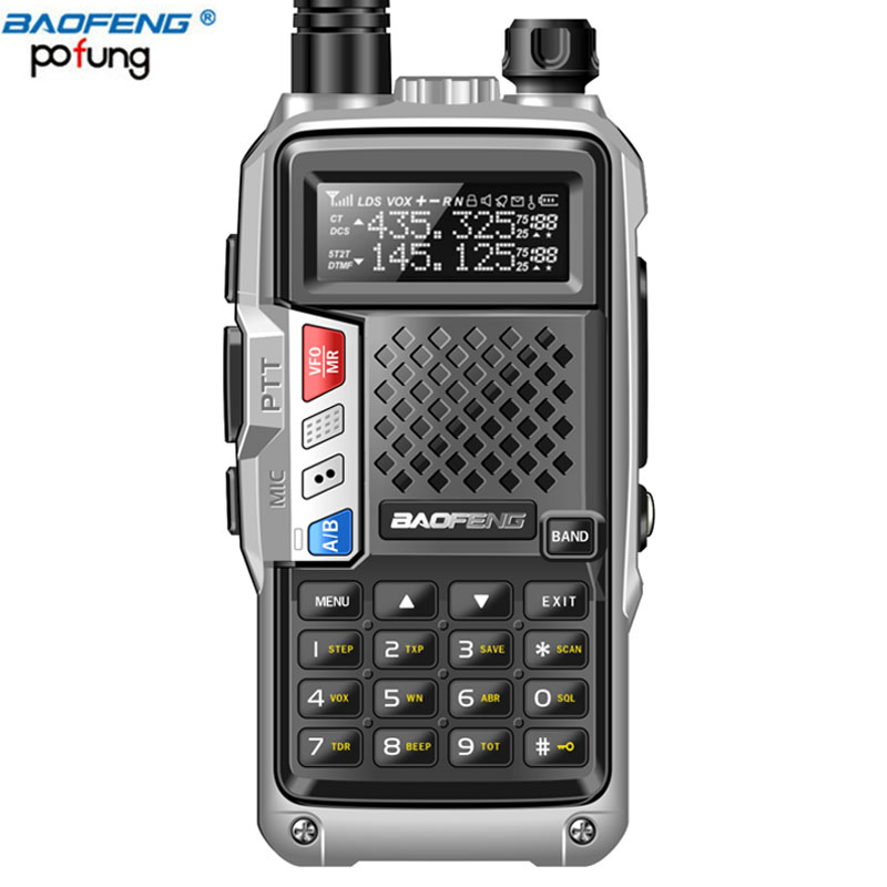 BAOFENG BF-UVB3 PLUS 8W 8watt High Power UHF/VHF Dual Band 10KM Long Range draagbare ham walkie Talkie Meerdere Opladen Modus: silver