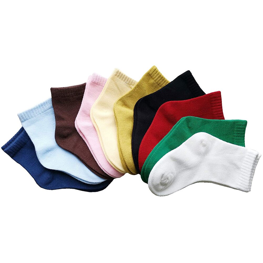Crianças pequenas meninas grandes meias de fibra de bambu 10 pares cor doce tornozelo macio tripulação casual algodão meias outono casual escola esportiva