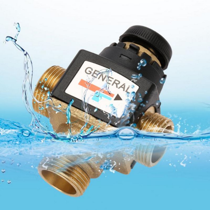 3 Way Mixing Valve Male Thread Brass Thermostatic Valve for Solar Water Heater Tools