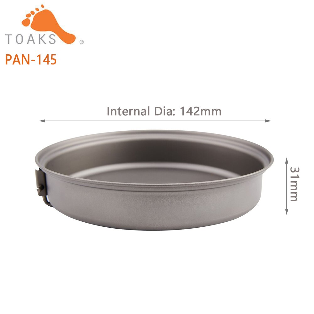 Toaks Titanium Koekenpan Outdoor Camping Picknick Lichtgewicht Apparatuur Gear Pan-115 Pan-130 Pan-145: PAN-145