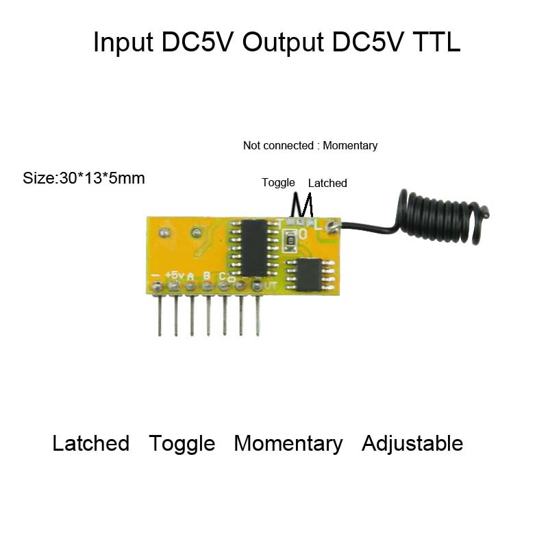 RF Wireless Receiver Module DC5V 4CH Mini Super-heterodyne Receiver Module+Transmitter Learning Code Momentary Toggle Latched