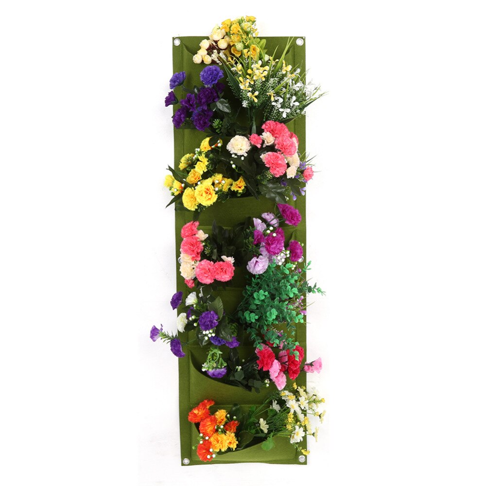 Grön vertikal odlingsväska trädgårdsarbete väggmonterad plantering blomma odla behållare jordgubbar odlingspåsar trädgård hemtillbehör