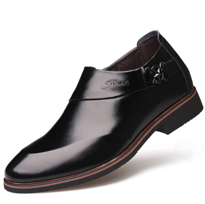 Goxpacer business sko mænd bryllup sko vintage metal spænde læder flats sko pu åndbar: Sort / 8