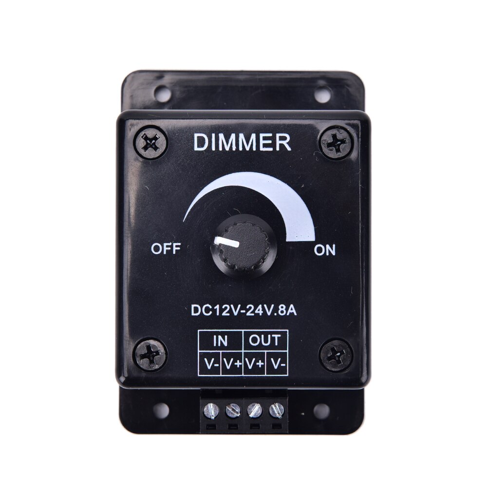 Black LED Dimmer Switch Lamp Bulb Strip Driver Single Color Light Power Supply Controller DC 12V 24V 8A