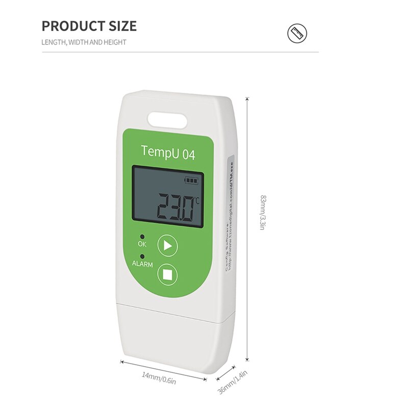 USB Temperature Data Logger Reusable Temperature Recorder Tempu 04 PDF Report Temperature Record Instrument