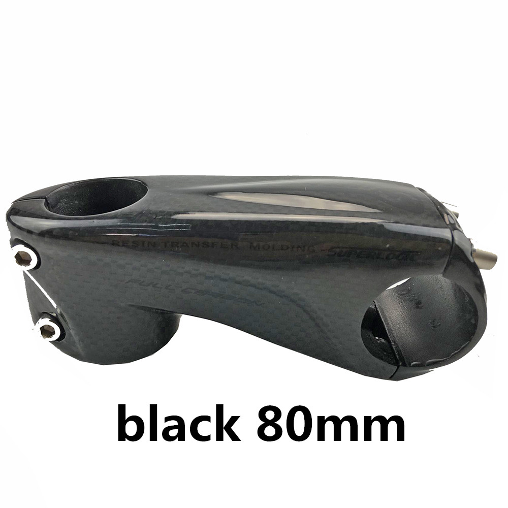 Carbon frempind sport underholdning cykling cykel dele cykel frempind cykel tilbehør 80/90/100/110mm 28.6mm 3k glans 6 grader: Sort 80mm