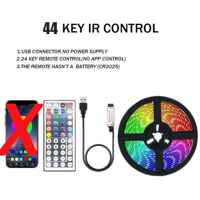 Tira de luces LED RGB 5050 aplicación Bluetooth Control remoto IR USB 1M 2M 3M 4M 5M 10M 15M 20M 25M 30M Festival Deco retroiluminación para el hogar: De Color8 / 10 m