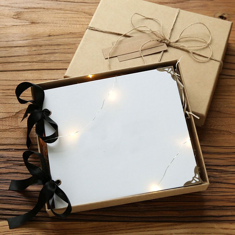 Angwing Losbladige/Bruiloft Fotoalbum Scrapbook 20 Pagina &#39;S Leeg/Diy Albums Foto Cover Zelfklevende Scrapbook album Case Binding: Box White-Black page
