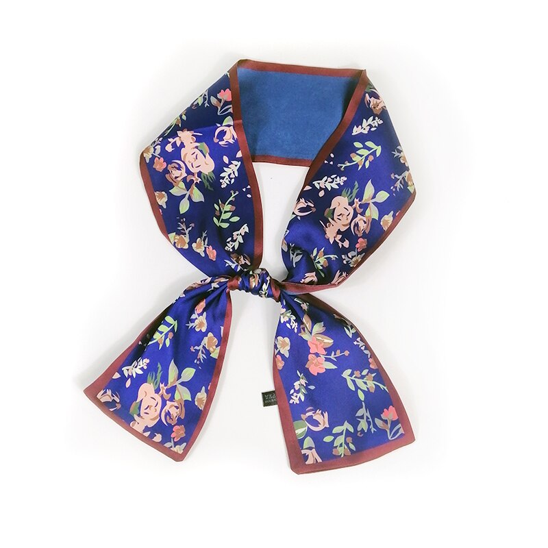 100*9cm blomsterprintet silketørklæde lille håndtag taske bånd kvinder bufanda hovedbeklædning lange skinny foulard femme tørklæder: 2