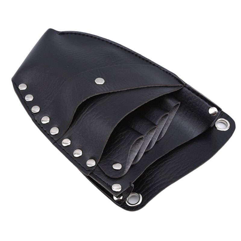 PU Haar Scissor Tasche Schwarz Leder Barber Friseur Holster Pouch Inhaber Fall Niet Clips Tasche mit Taille Schulter Gürtel 23*15cm