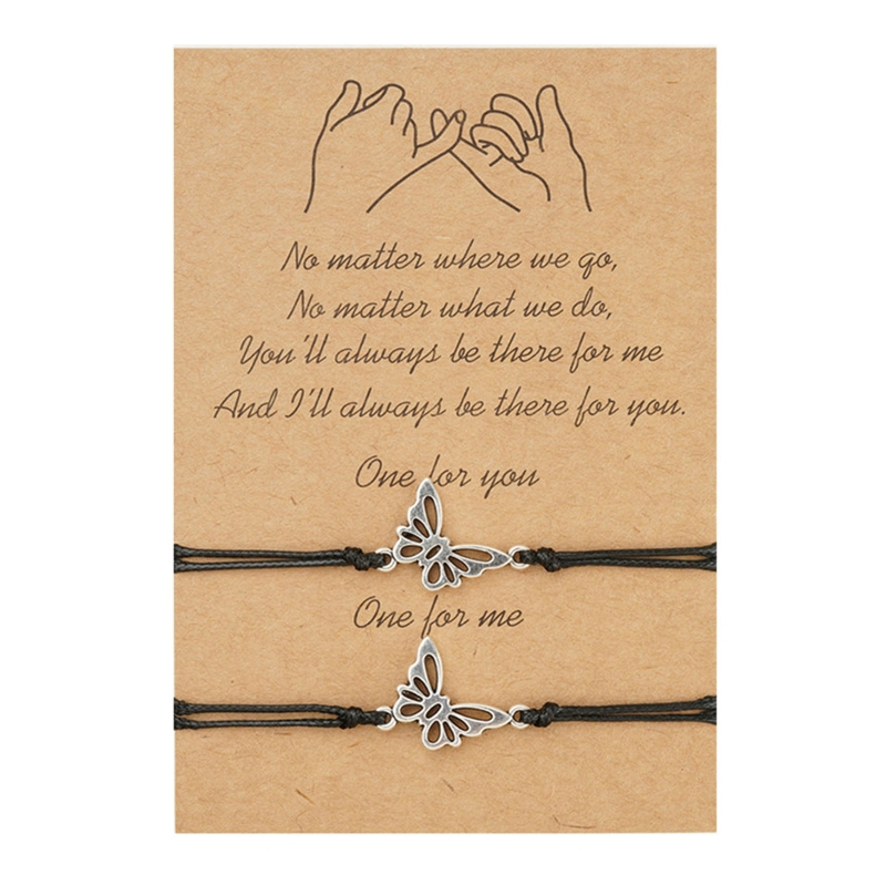 2 pçs/pçs/set correspondência pulseiras oco borboleta charme corda de mão para casal mãe filha cordão ajustável presente significativo: A