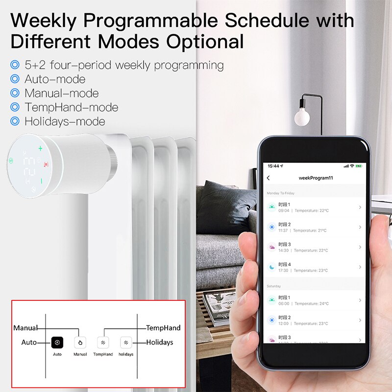 Tuya TRV ZigBee 3.0 Radiator Actuator Valve Smart Programmable Thermostat Temperature Heater Work With Alexa Voice Control