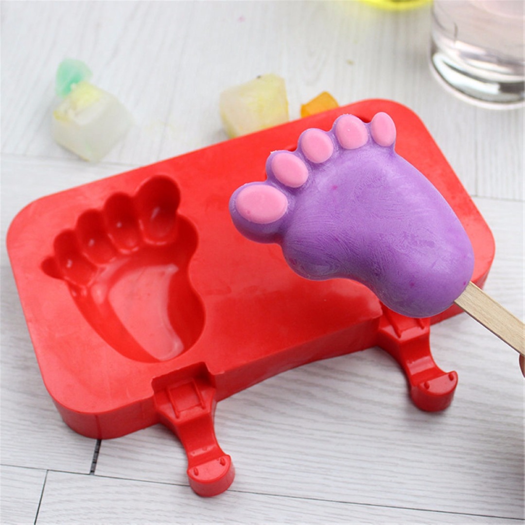 Ice Cream Mould Frozen Pan Ice Pop Mold Tray W/ 20Pcs Sticks & Silicone Cover
