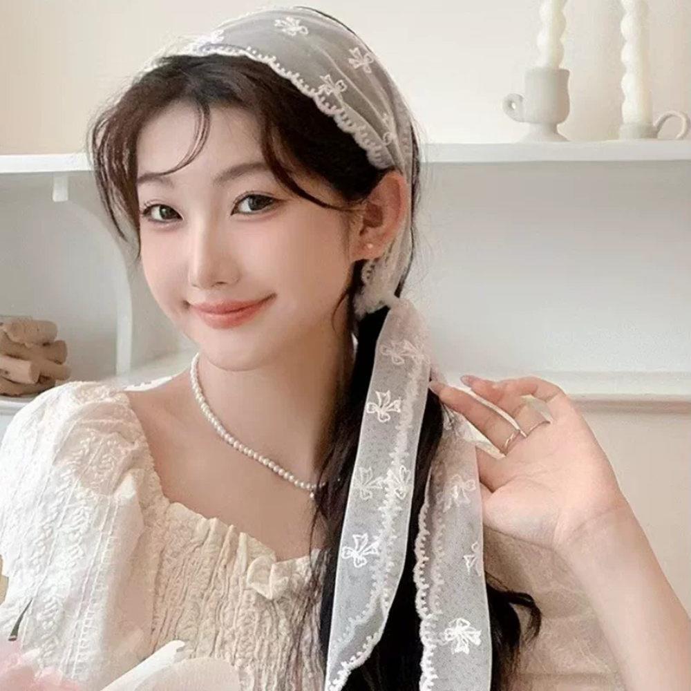 Vintage Spitze Haar Schal Sommer Süße Schleife Stirnband Elegante Band Dekor Haarband Lange Schmale Halstuch Dekorative Schal