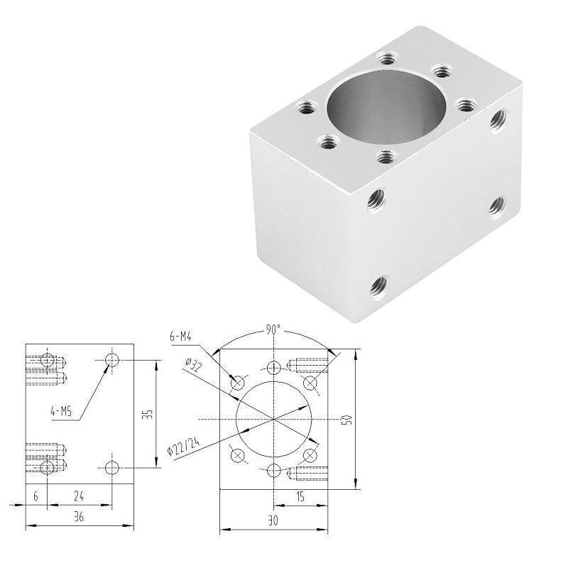 1pc Set 1204 Ballscrew Nut Housing Nut Bracket Bracket For Rm/sfu1204 Ball Screw 12 Mm Ball Nut Housing Cnc Router Milling Parts