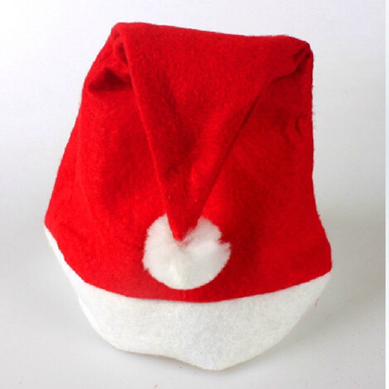 1pc 28x35cm Santa Hat Winter Warm Christmas Plush Adult Hat To Increase Thickening Big Ball Soft Plush Christmas Hat Cap
