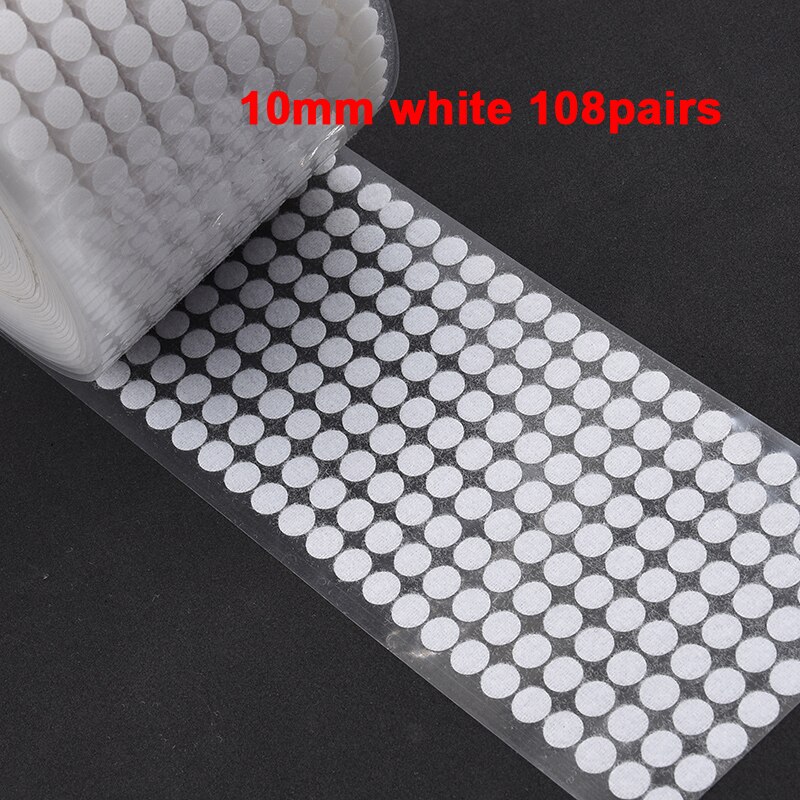 Kleurrijke Klittenbandsluitingen Lijm 10-30 Mm Zelfklevende Tape Haak Lus Nylon Magic Boob Tape Sticker Thuisgebruik Sterke lijm 100Pairs: 10mm white 108 pairs