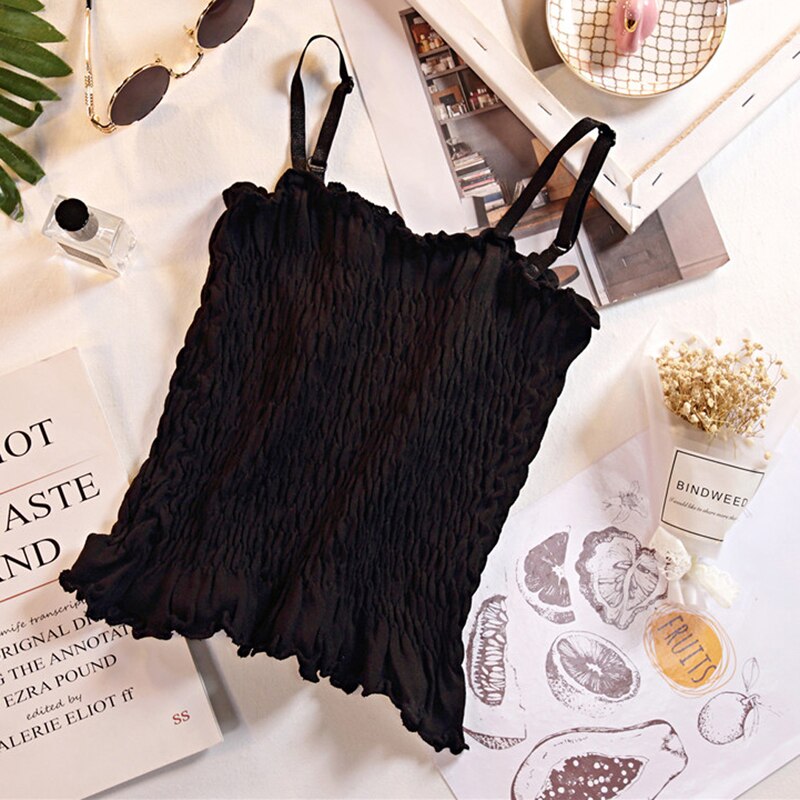 Kvinder strikket camis knap basic toppe firkantet krave camisole strik crop tops sommer