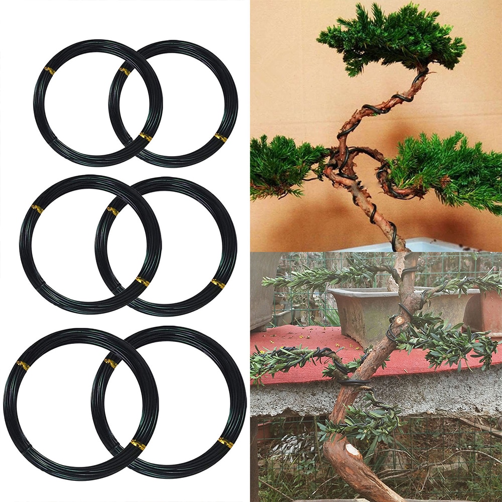 Bonsai ledninger anodiseret aluminium bonsai træningstråde 1mm/1.5mm/2mm havearbejde værktøj pot bonsai form aluminium ledninger sort