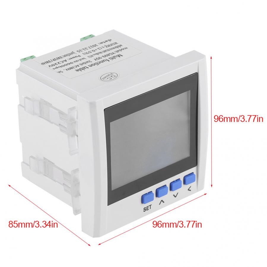 Multifunction 3-Phase Electric Current Voltage Frequency Power Energy Meter V A Hz kWh RS485 Voltage Meter