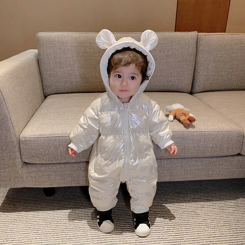 Infant Baby Boys Girls Winter Snowsuit Romper Hoodied Footie Outwear 0-12Month Baby Jumpsuit Down Coat Jacket