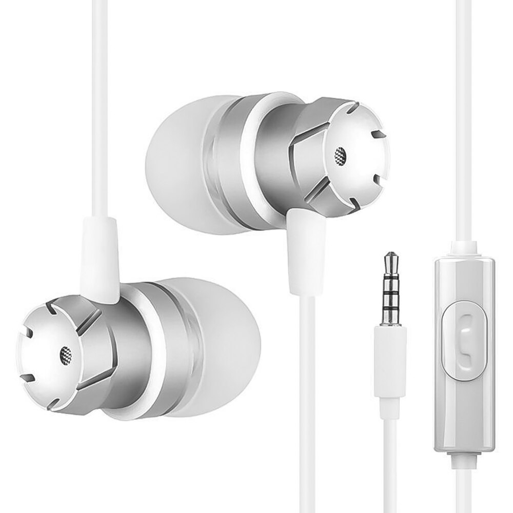 Super Bass Metall in-Ohr Verdrahtete Kopfhörer Volumen Kopfhörer HiFi Stereo Kopfhörer mit Mikrofon geeignet für praktisch: Weiß