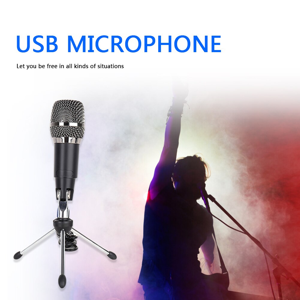 USB Condenser Microphone Desktop Omnidirectional Recording Mic for Computer Studio Online Meeting