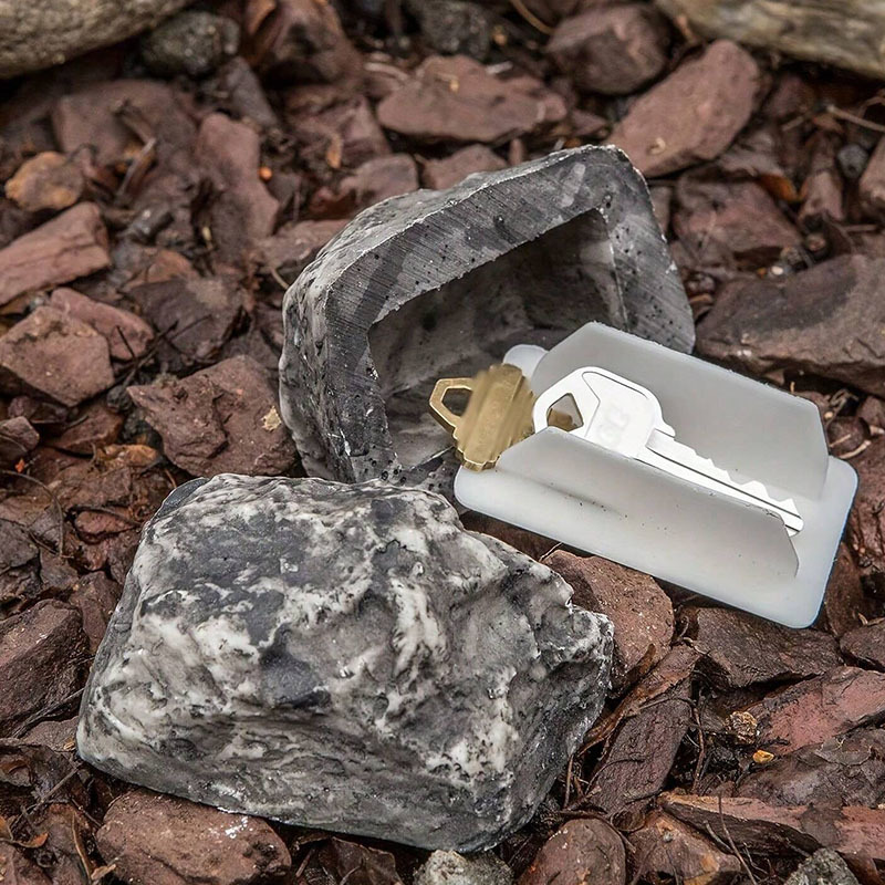 Cache-clés pour porte de cour extérieure, boîte à clés cachée, décorations en pierre, petite taille