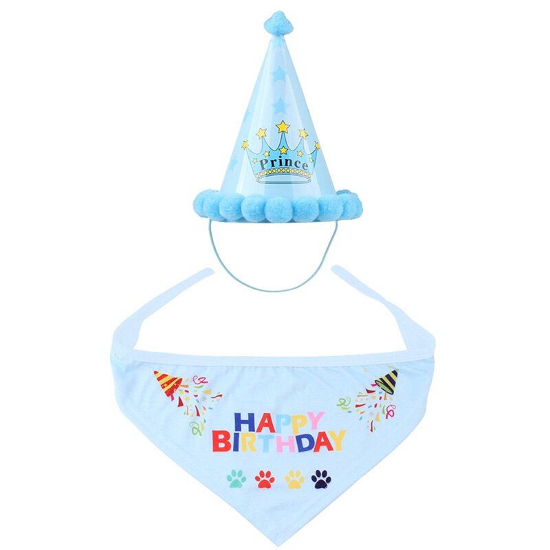 1 Set Pet Kat Hond Verjaardag Hoofddeksels Hoed Party Kostuum "Het Is Mijn Verjaardag" Brief Print Pet accessoire Voor Party Dierbenodigdheden: Blauw