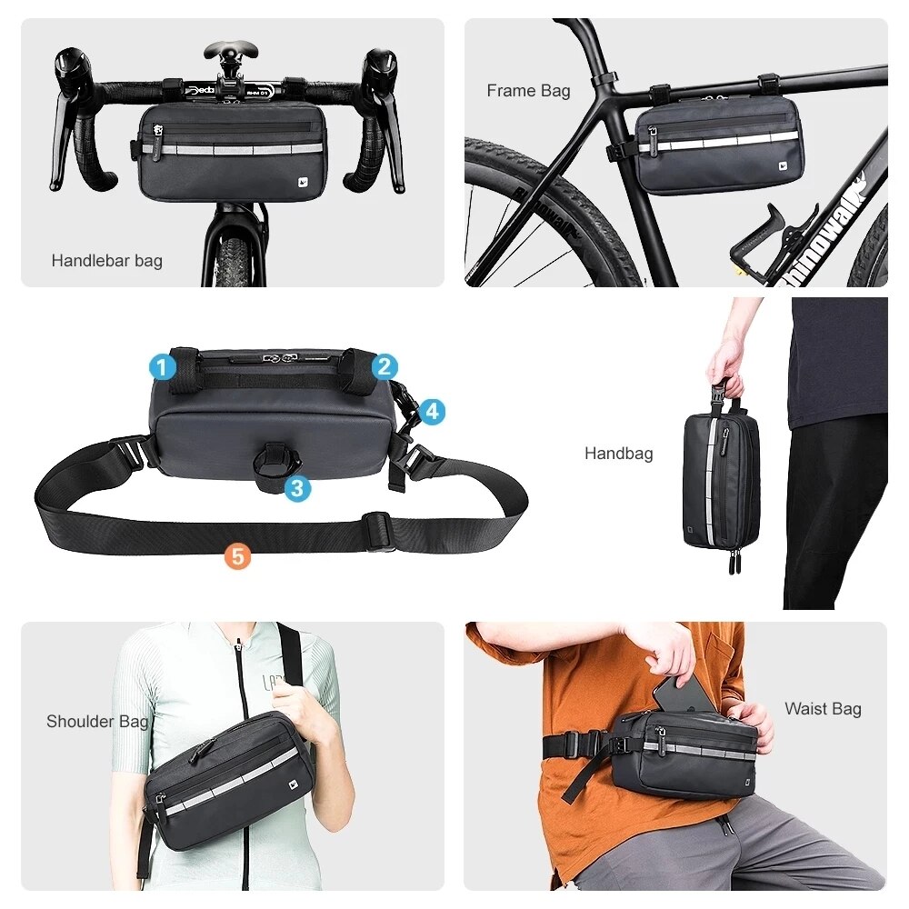 Rhinowalk-bolsa para manillar de bicicleta, bolso de hombro portátil multifunción, resistente al agua, accesorios para bicicleta, novedad de