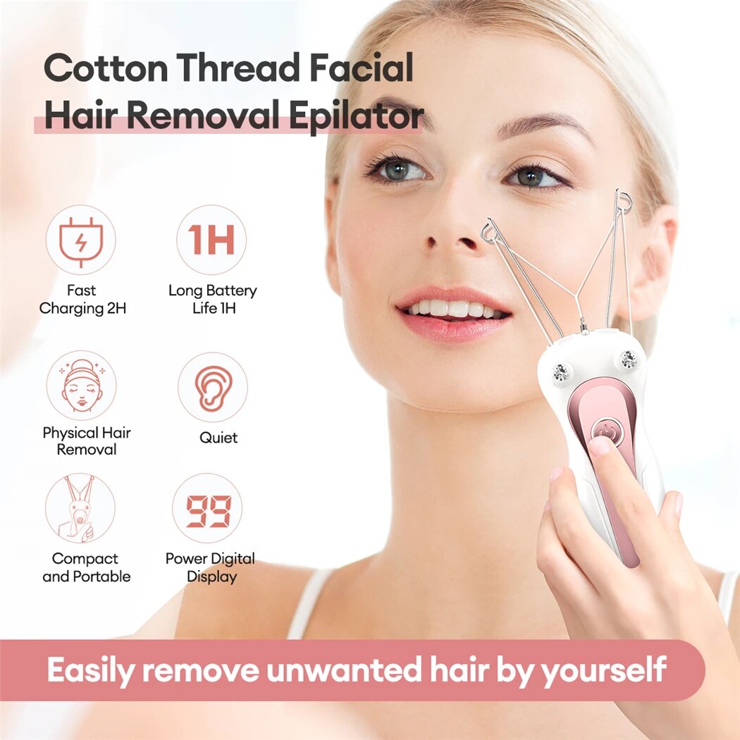 Elektrische Body Hair Remover Vrouwen Katoenen Draad Been Arm Scheerapparaat Scheermes Dame Schoonheid Nek Oplaadbare Haar Epilator