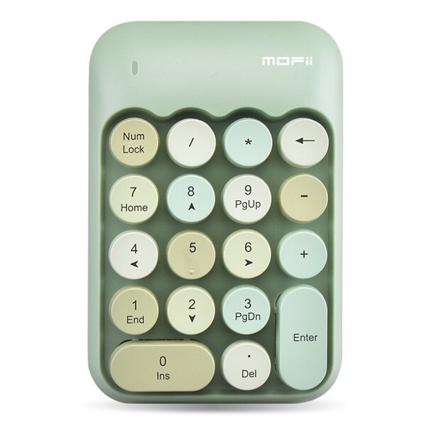 Notebook Office 3 in 1 Mini 2.4G Wireless Keyboard,Mouse and Number Pad Round Punk Mini Wireless Keyboard and Mouse Set: Green Keypad Only
