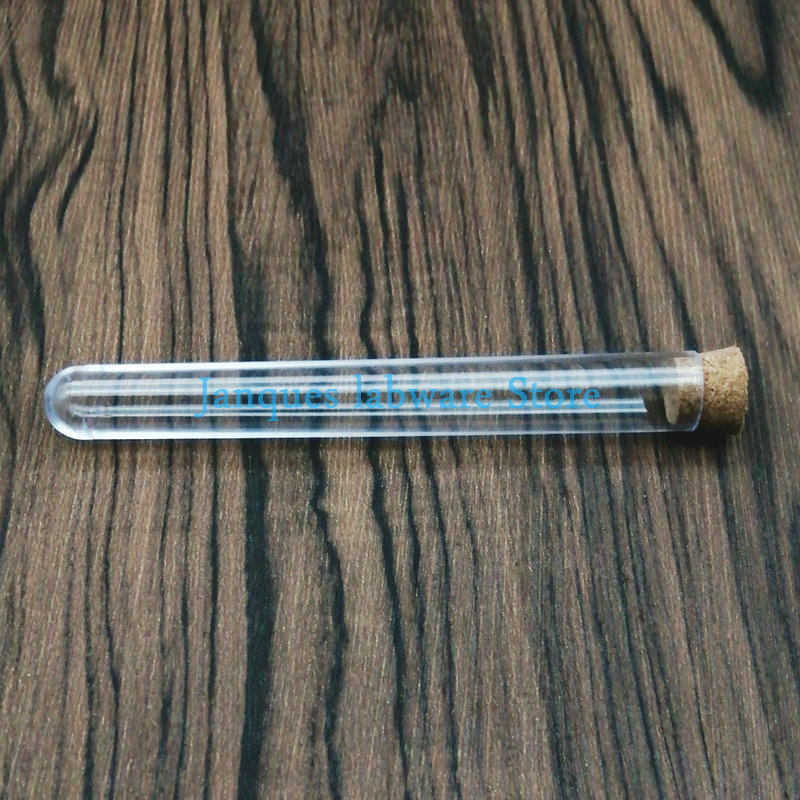 20Pcs 12x100mm Transparent Laboratory Clear Plastic Test Tubes With Corks Caps School Lab Supplies, Wedding Favor Tube